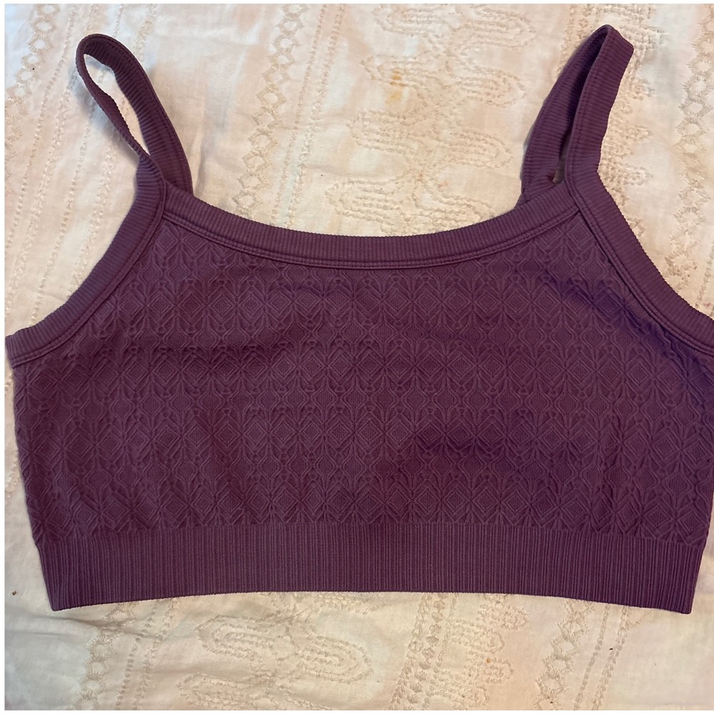 JoyLab Purple Textured Seamless Low Impact Sports Bra Lounge Bra, XL